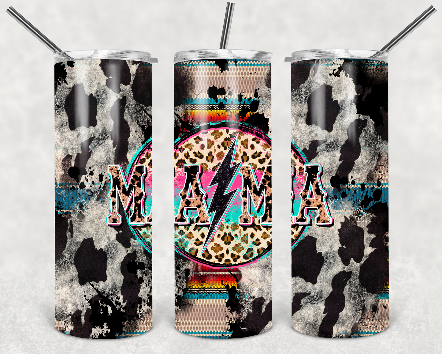 Mama Lightning Bolt Western Tumbler