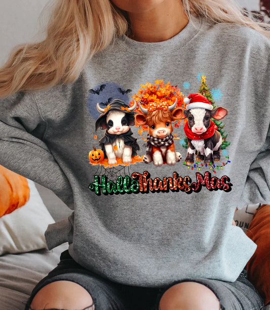 Happy HalloThankMas Cows  T-shirt or Sweatshirt