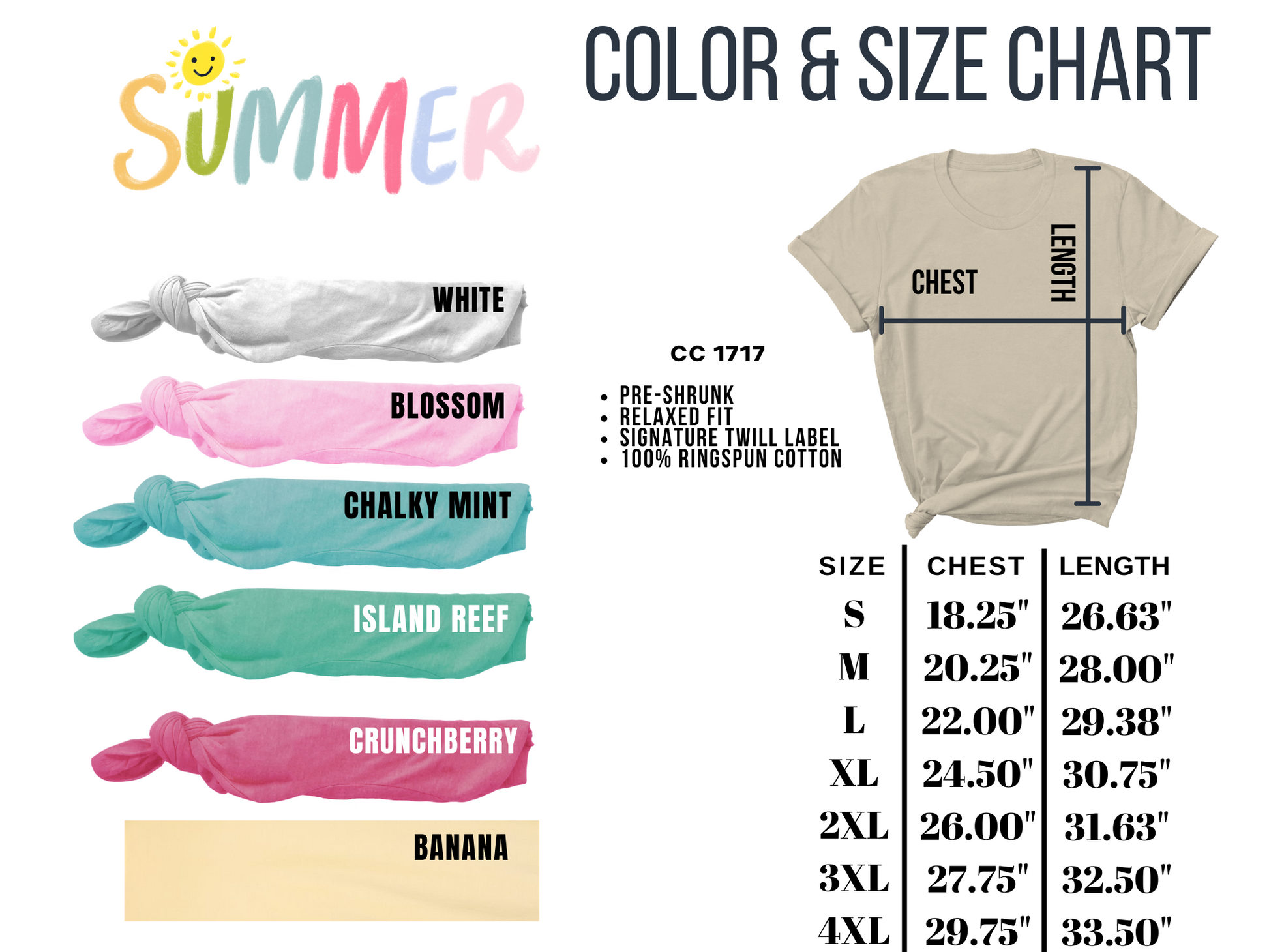 a white shirt with different colors and sizes