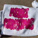Christmas GLITTER Wonky Merry Christmas Gildan Sweathshirt