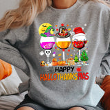 Happy HalloThankMas Wine Glasses   T-shirt or Sweatshirt