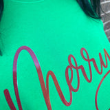 Christmas GLITTER Merry Gildan Sweathshirt