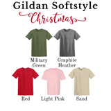 Glitter Effect Merry Bright Antlers Gildan Softstyle T-shirt