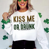a woman wearing a st patrick's day sweatshirt