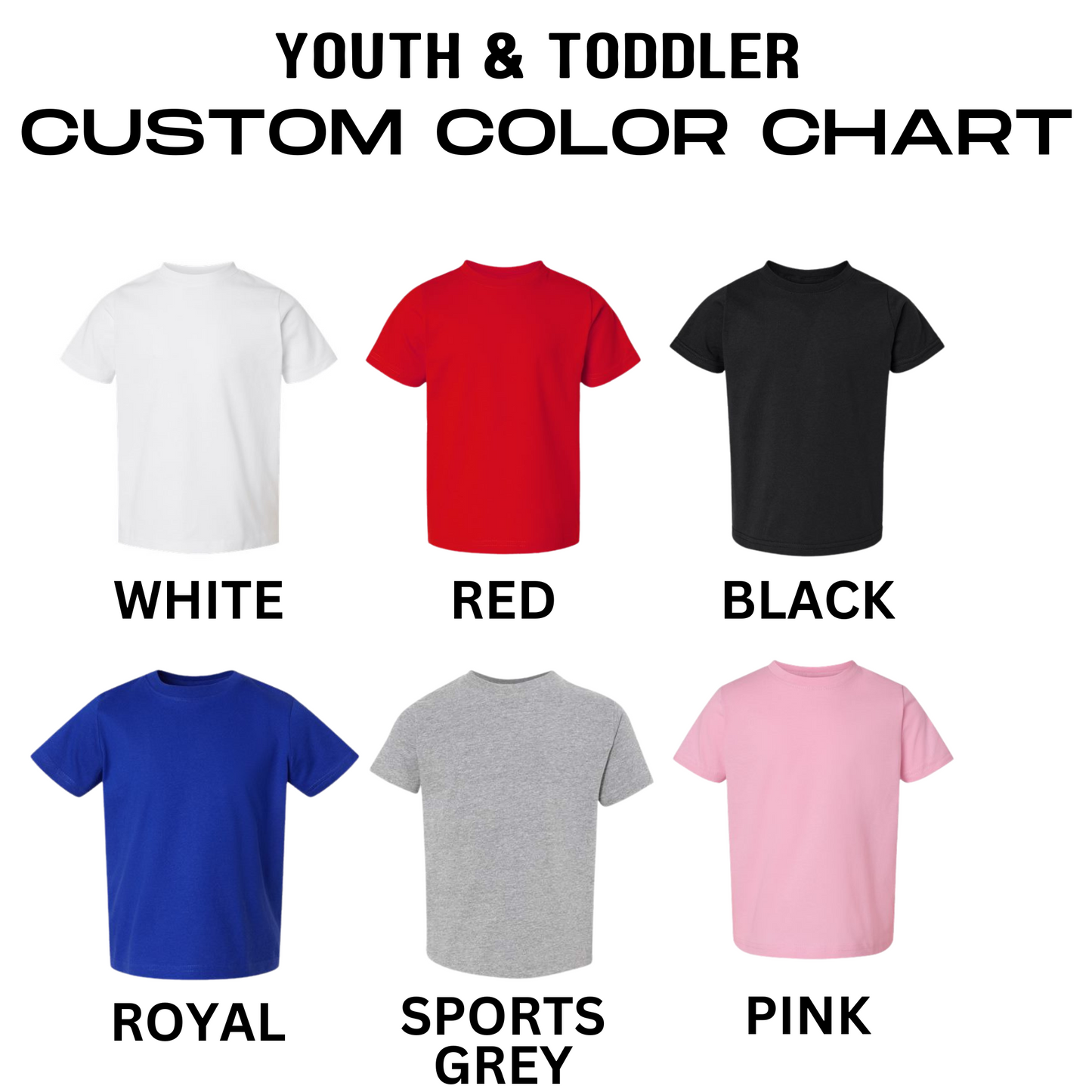 youth and toddler t - shirts with different colors