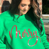 Christmas GLITTER Merry Gildan Sweathshirt