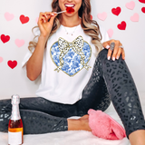 Valentine Blue Toile Heart Gildan T-shirt or Sweatshirt