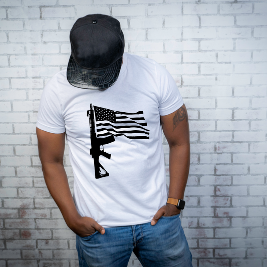 Mens Rifle Flag Gildan T-shirt