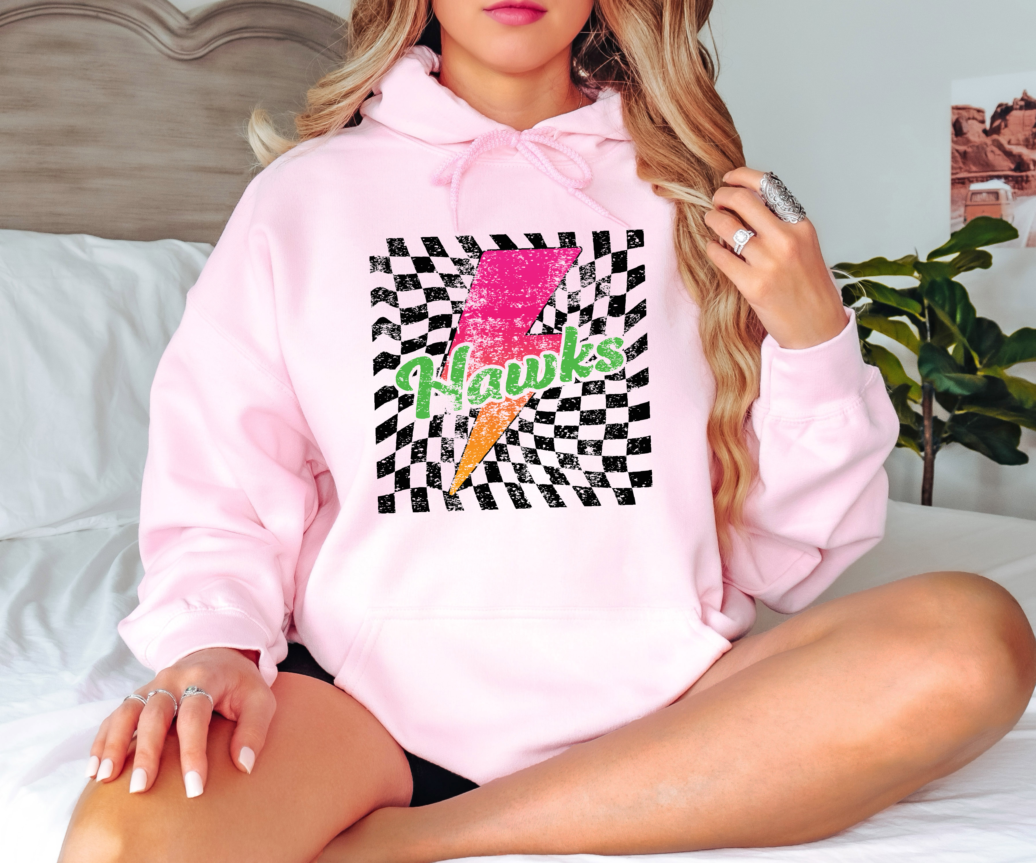 Heritage Trails Hawks Neon Bolt Adult Hooded Sweatshirt
