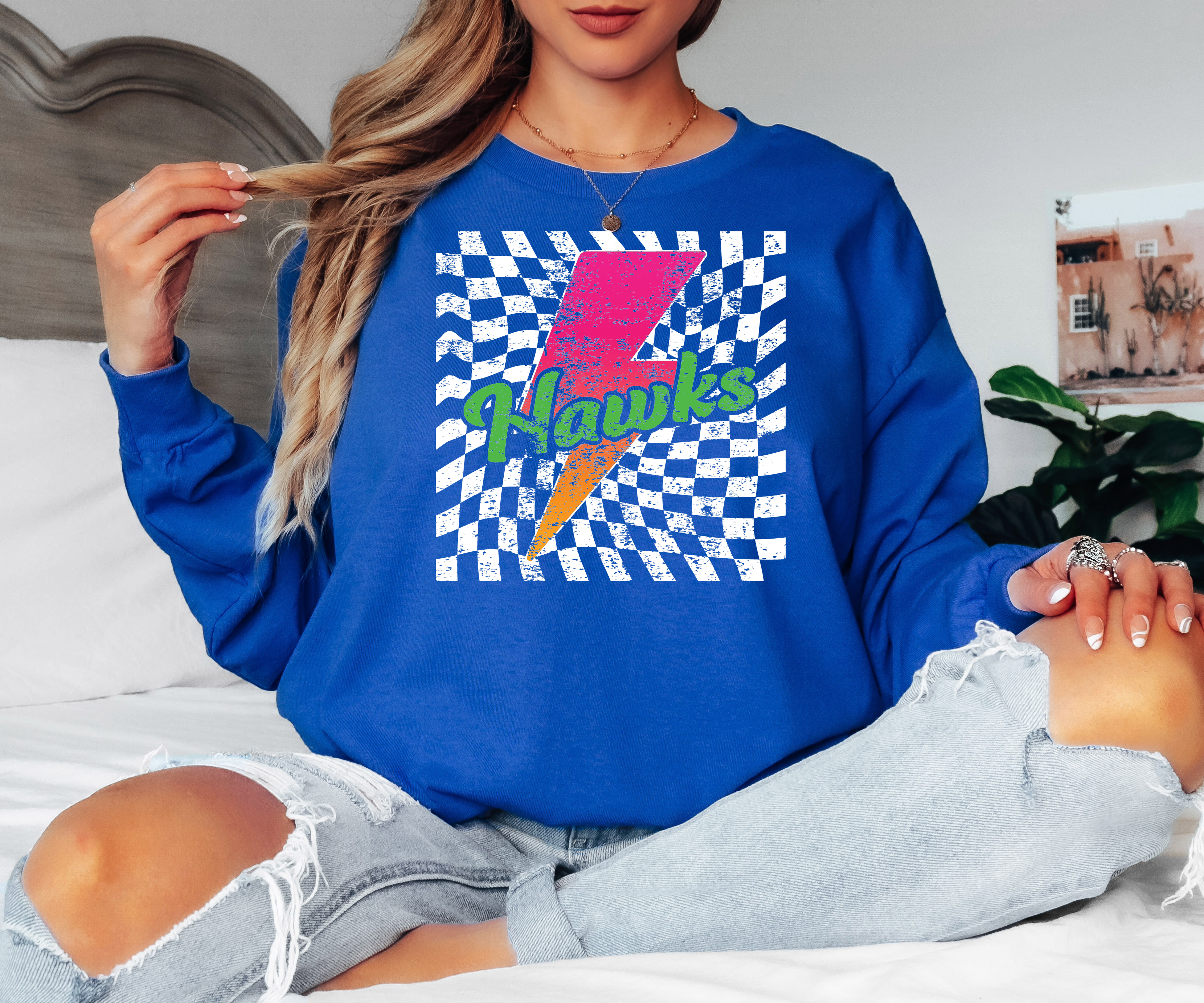 Heritage Trails Hawks Neon Bolt Adult Long Sleeve TShirt