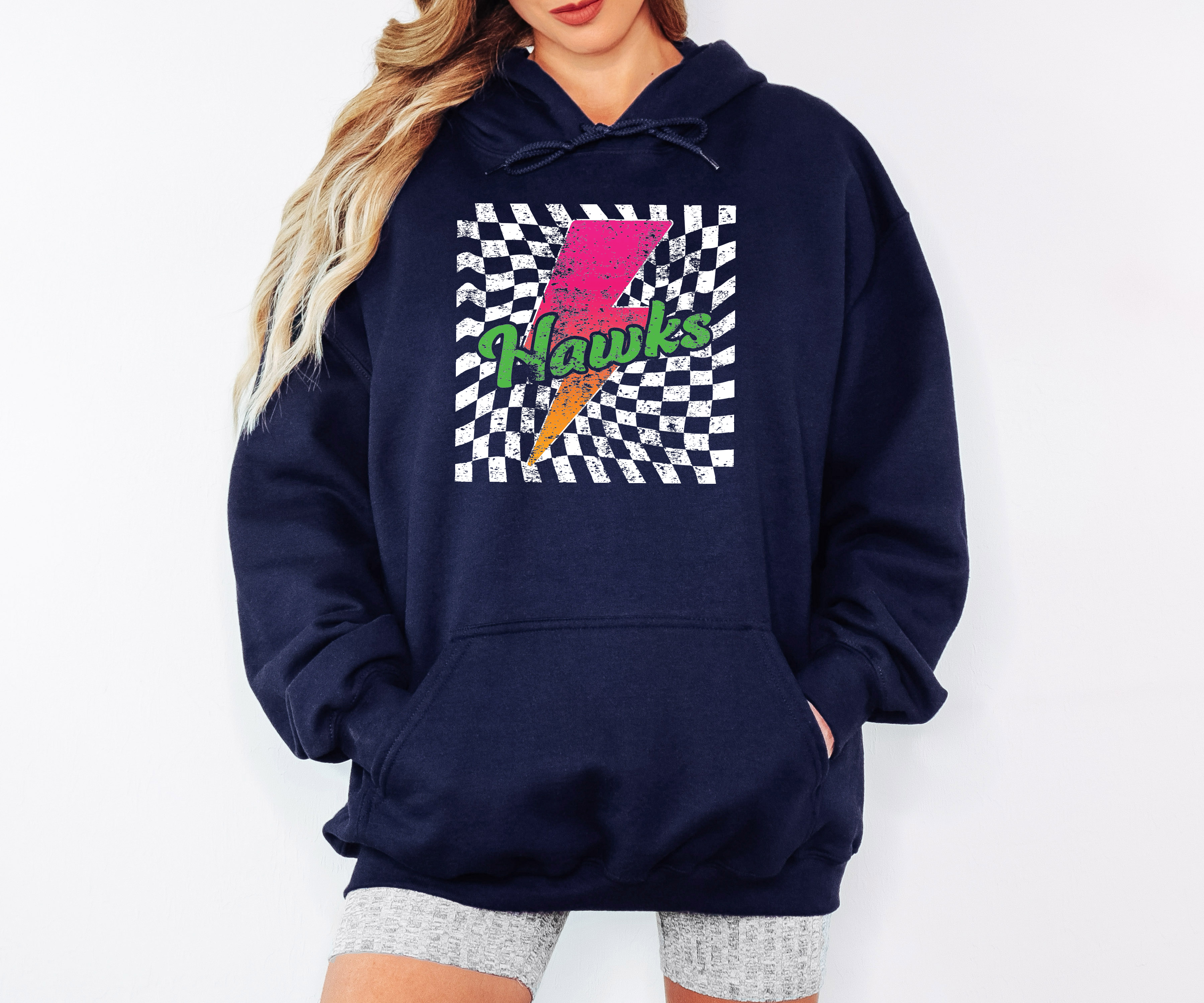 Heritage Trails Hawks Neon Bolt Adult Hooded Sweatshirt