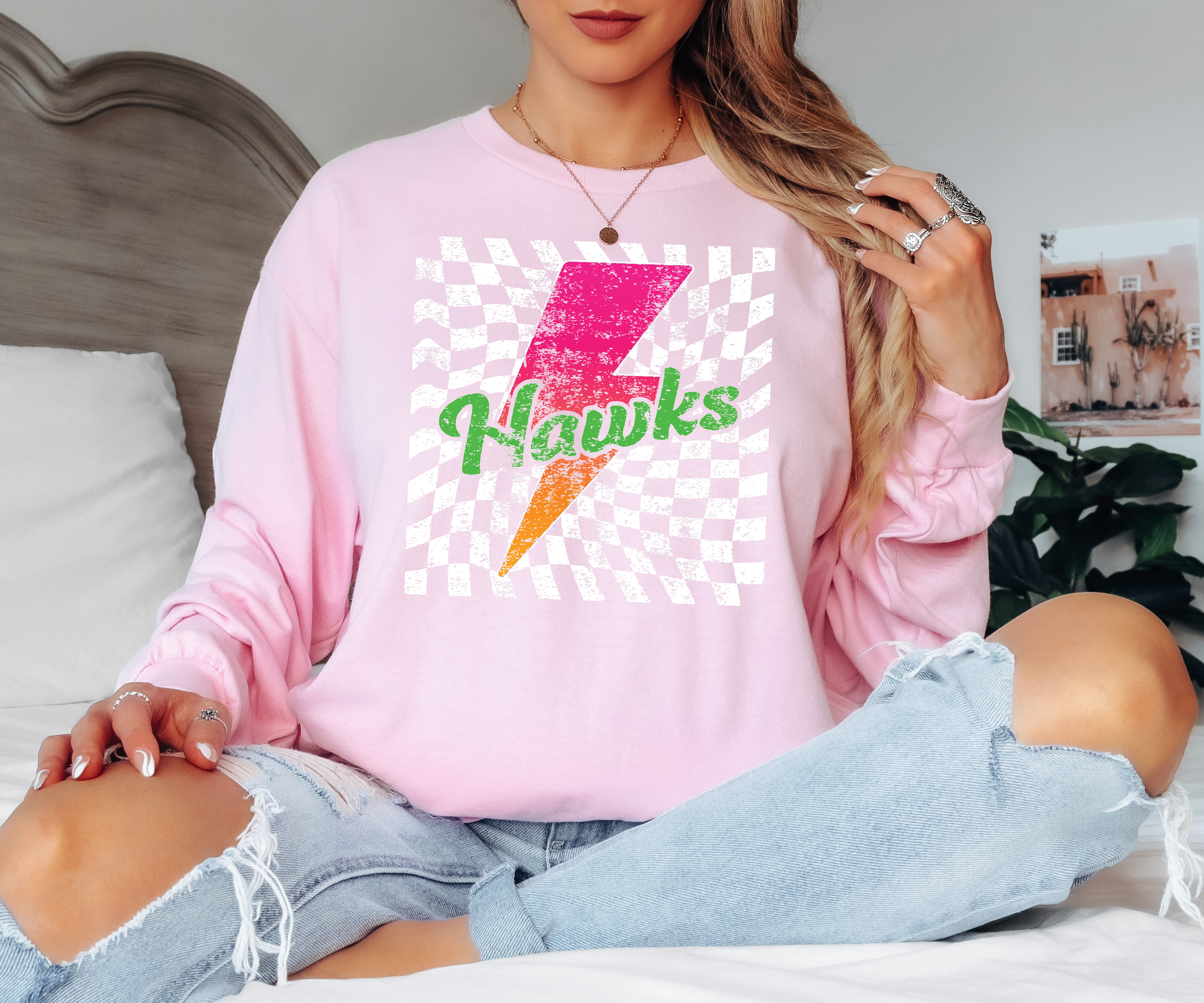 Heritage Trails Hawks Neon Bolt Adult Long Sleeve TShirt
