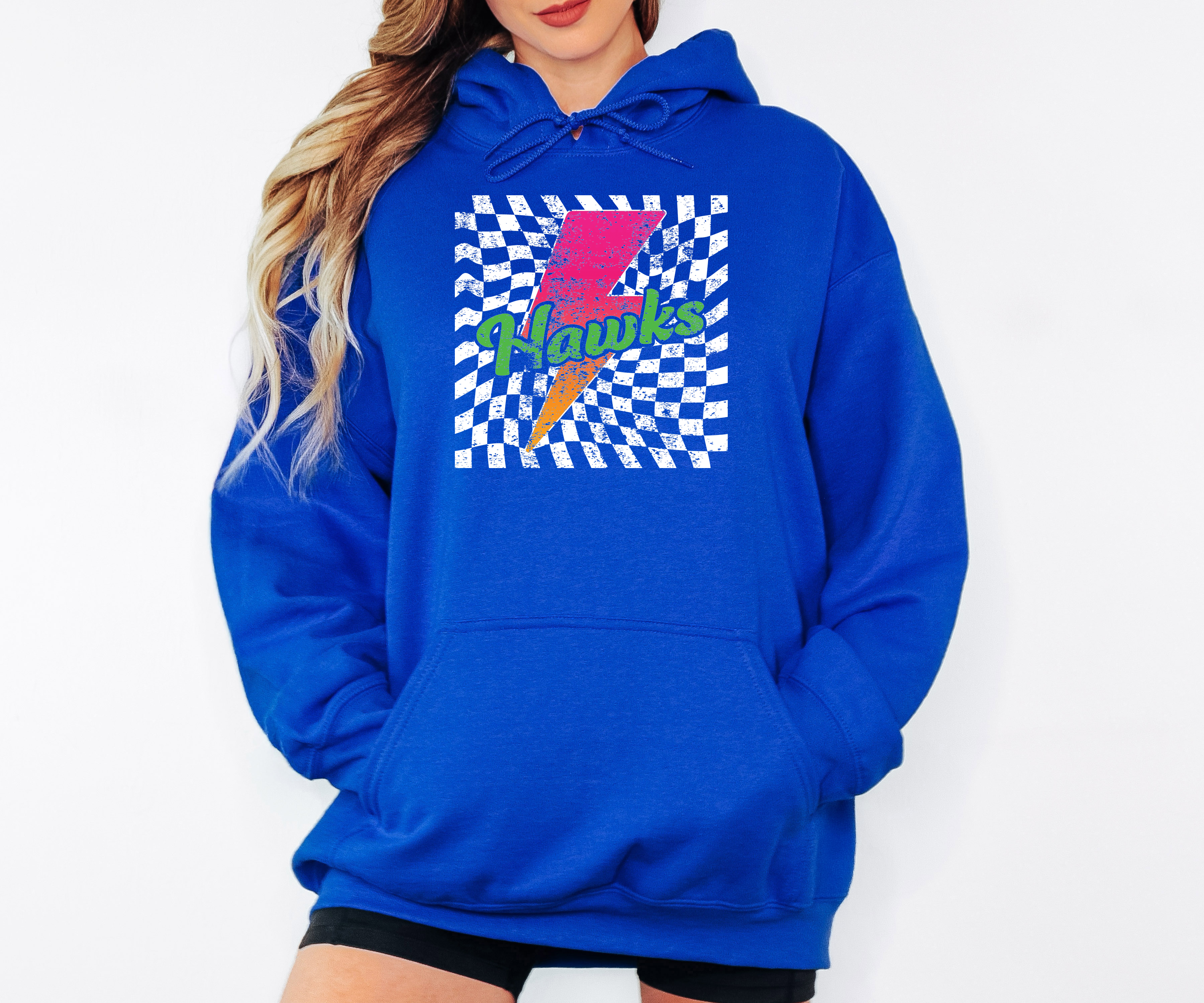 Heritage Trails Hawks Neon Bolt Adult Hooded Sweatshirt