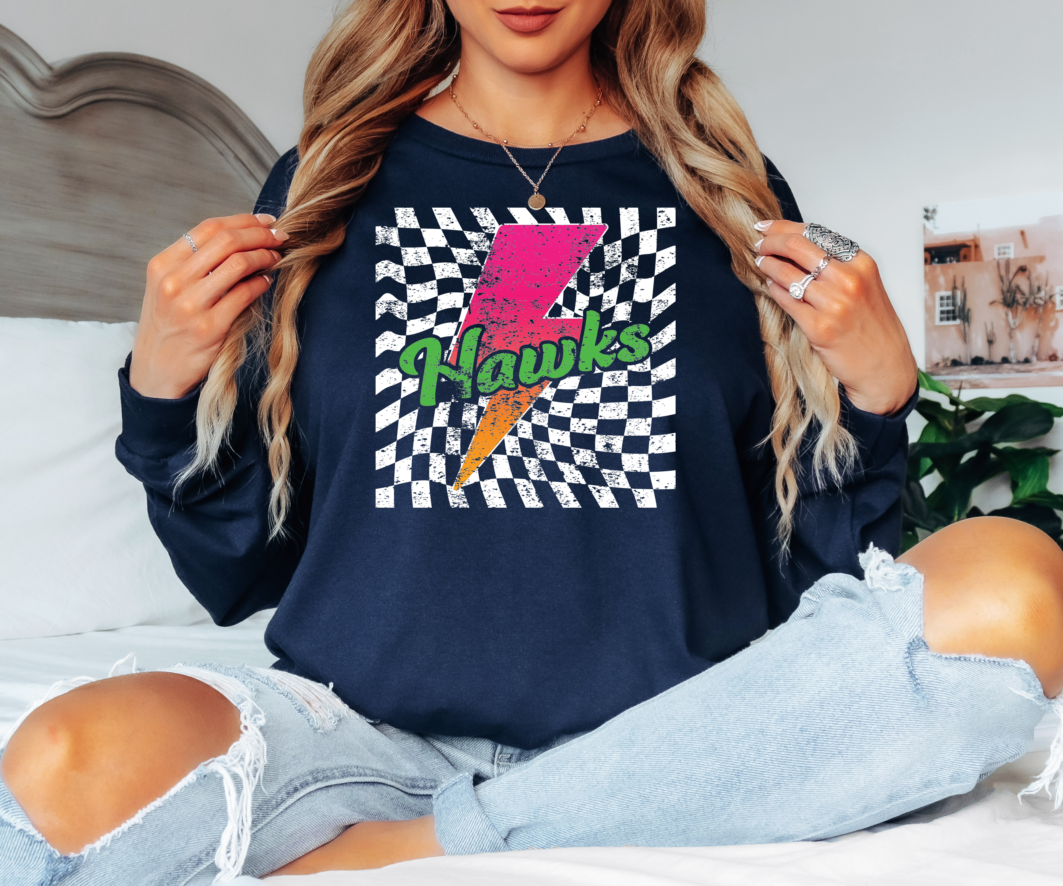 Heritage Trails Hawks Neon Bolt Adult Long Sleeve TShirt