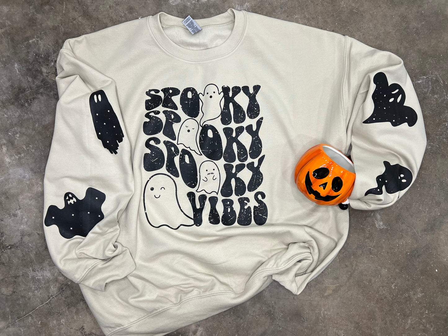 Distressed Spooky Ghost Shirt Gildan Heavy Blend Sweatshirt