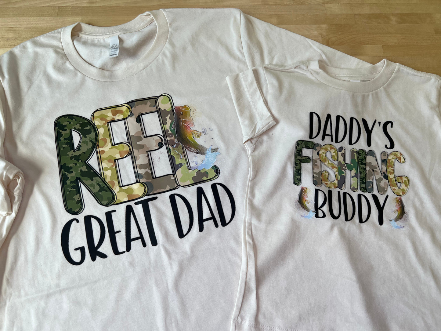 Reel Great Dad and Daddy's Fishing Buddy Bella Canvas T-Shirt