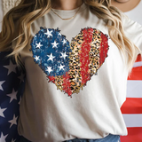 American Flag Heart Glitter Effect Bella Canvas T-Shirt