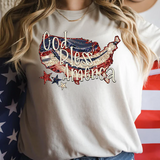 God Bless America Glitter Bella Canvas T-shirt