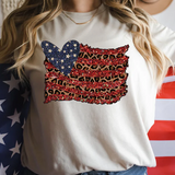 Heart American Flag Glitter Effect Bella Canvas T-shirt