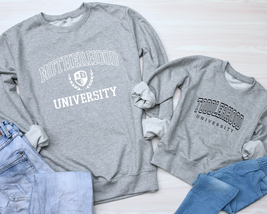 Motherhood Toddlerhood University Gildan Heavy Cotton Sweatshirts