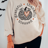 Grateful Thankful Blessed Heart Pumpkin  Sweatshirt