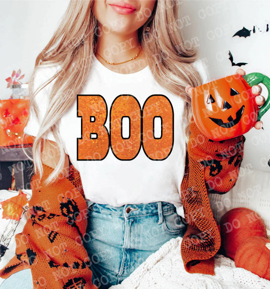 Halloween BOO Sequin Embroidery Effect  T-shirt or Sweatshirt