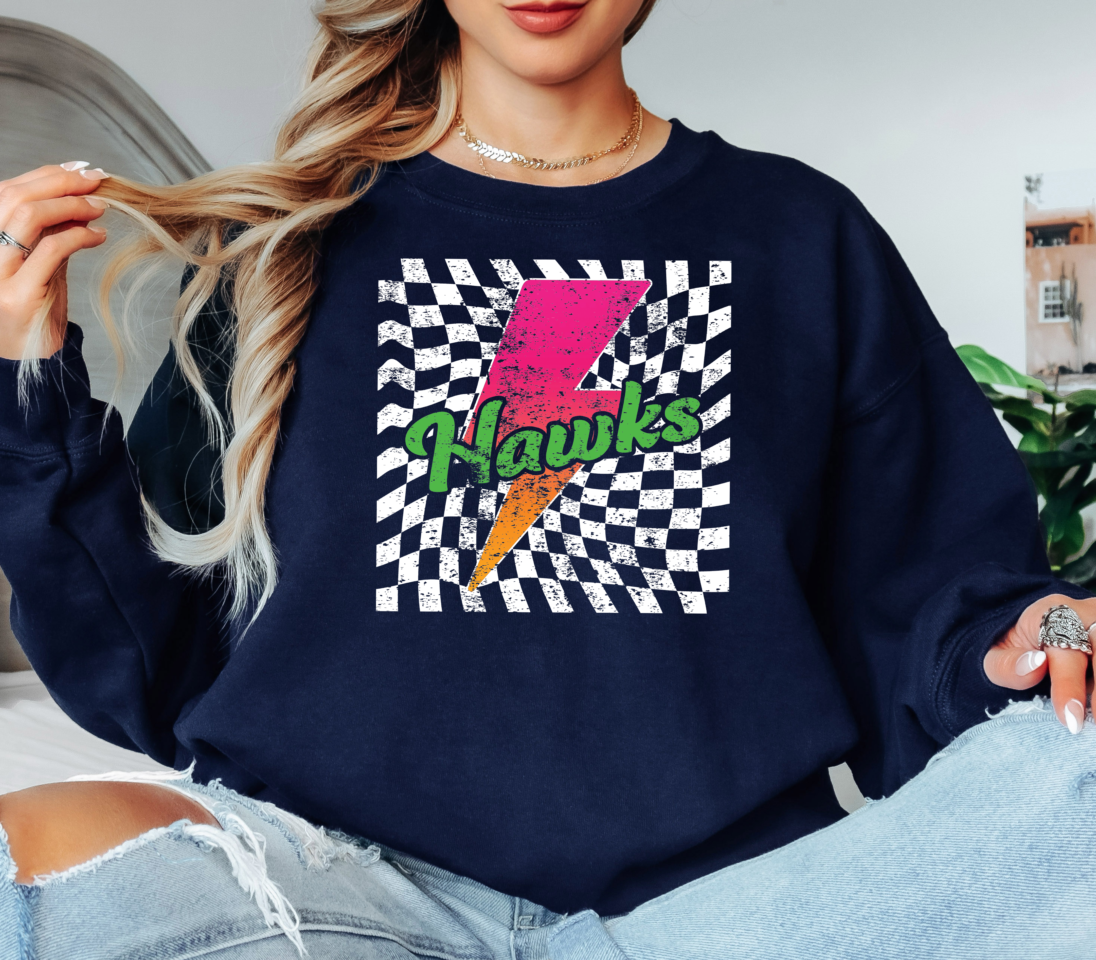 Heritage Trails Hawks Neon Bolt Adult Sweatshirt