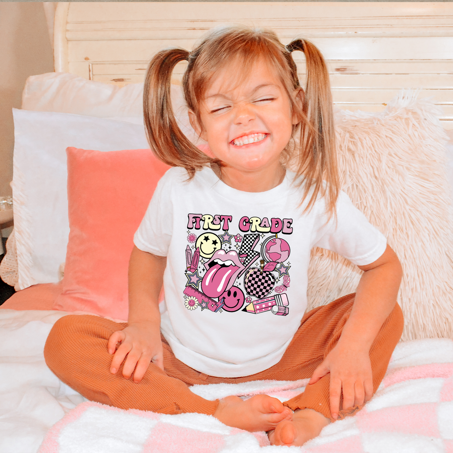 Back To School Pink Retro Kids T-Shirt