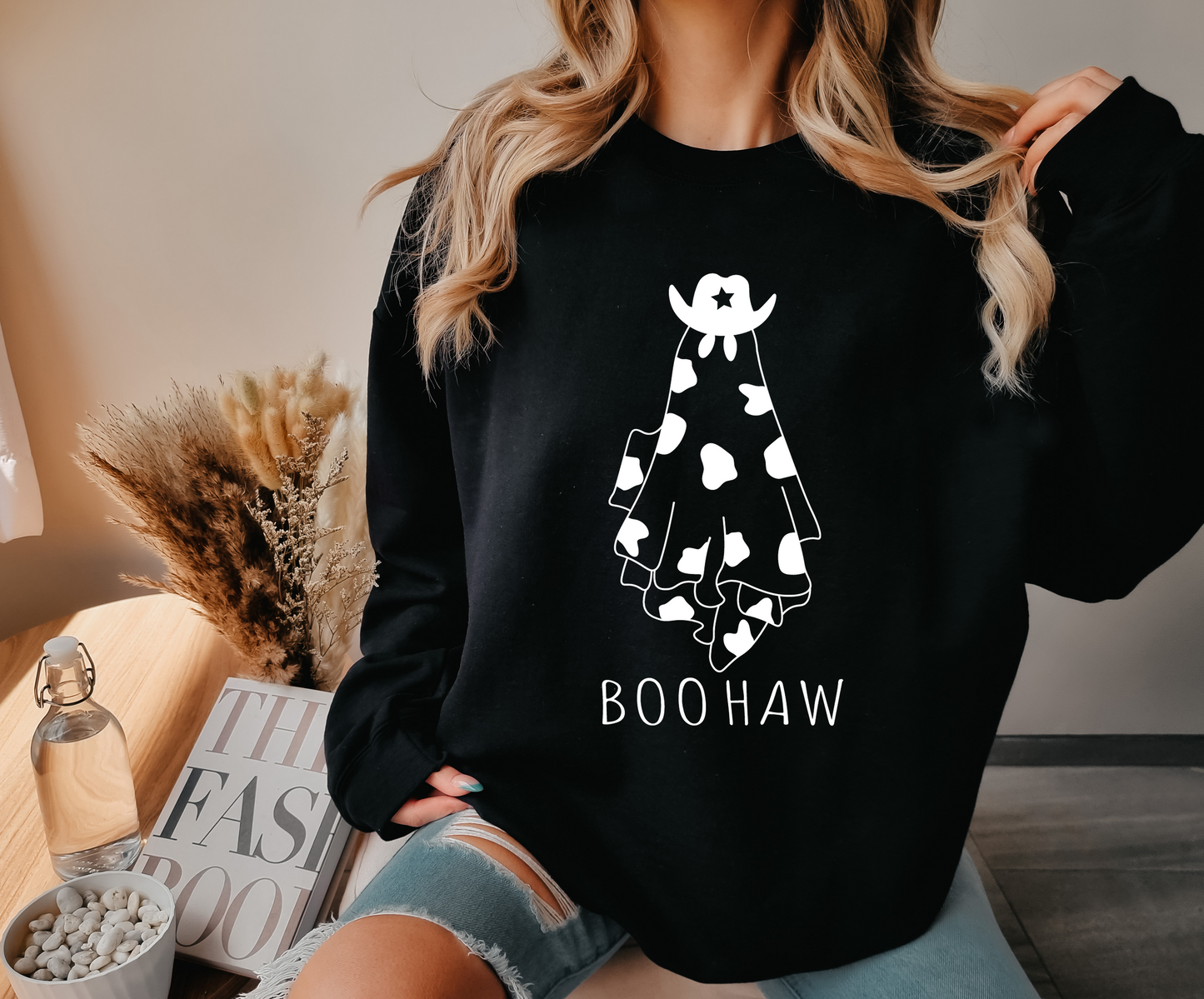 Boo Haw Cowboy Ghost Halloween Gildan Softstyle Sweatshirt