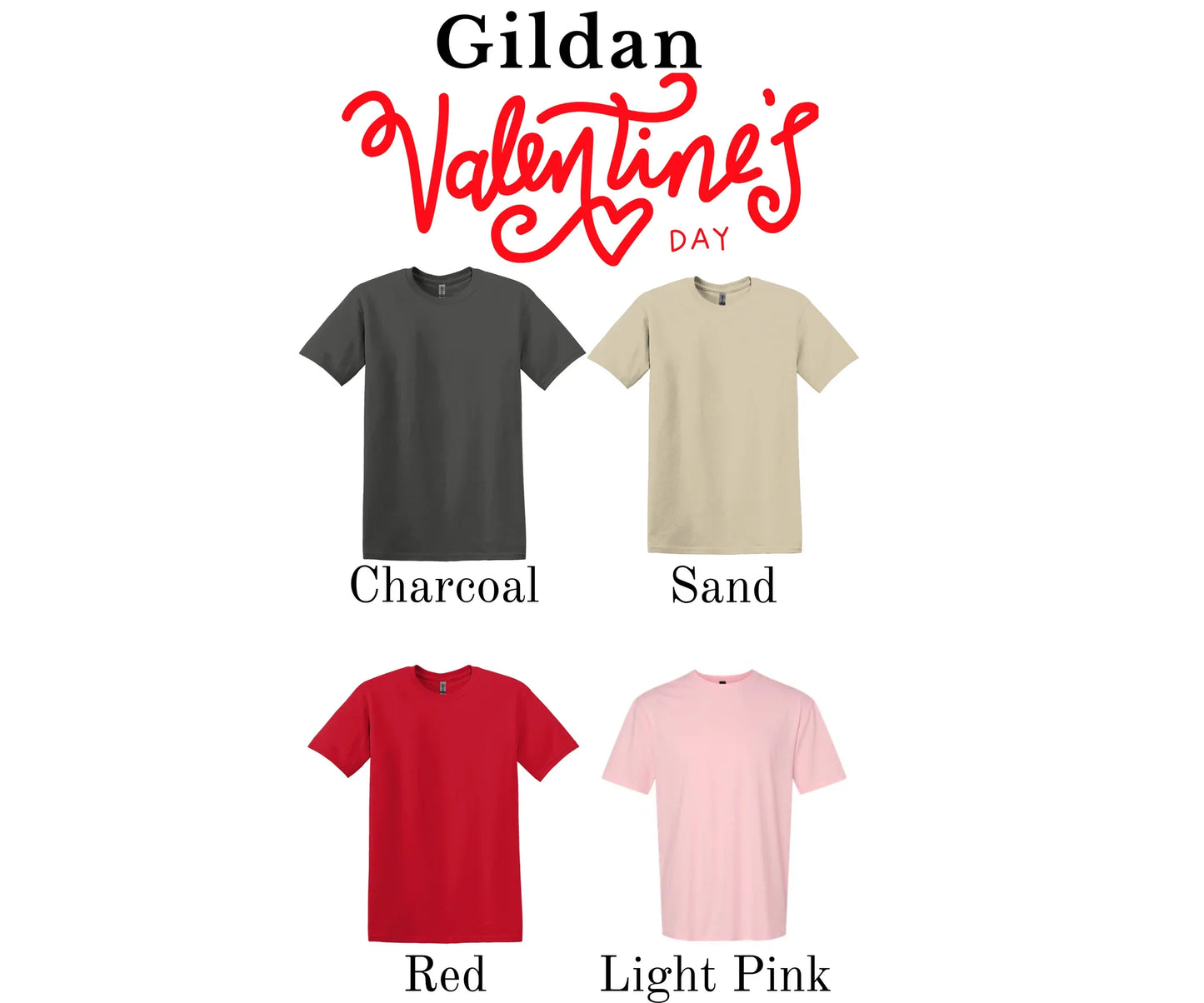 a group of four different colored shirts with the words gillan valentine's day