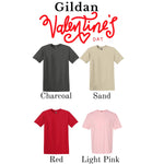 a group of four different colored shirts with the words gillan valentine's day