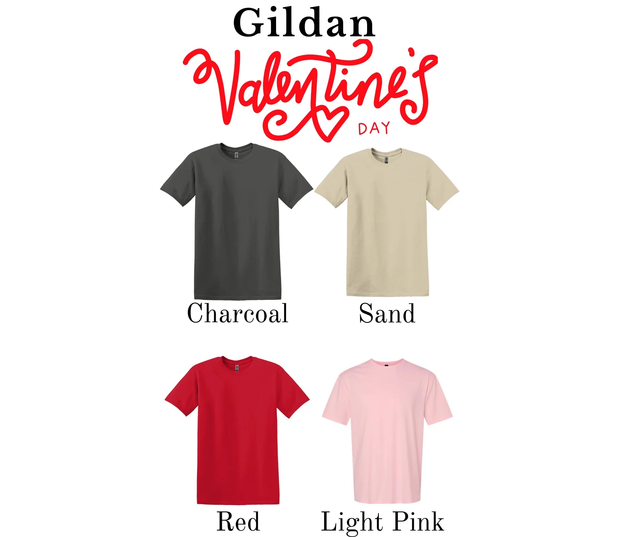 a group of four different colored shirts with the words gillan valentine's day