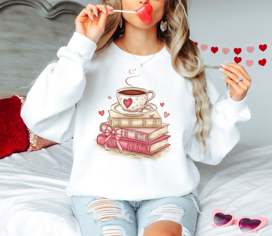 Valentine Book Stack Gildan Tee or Sweatshirt