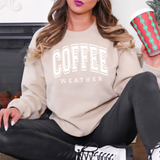 Coffee Weather white PUFF Gildan Sweatshirt