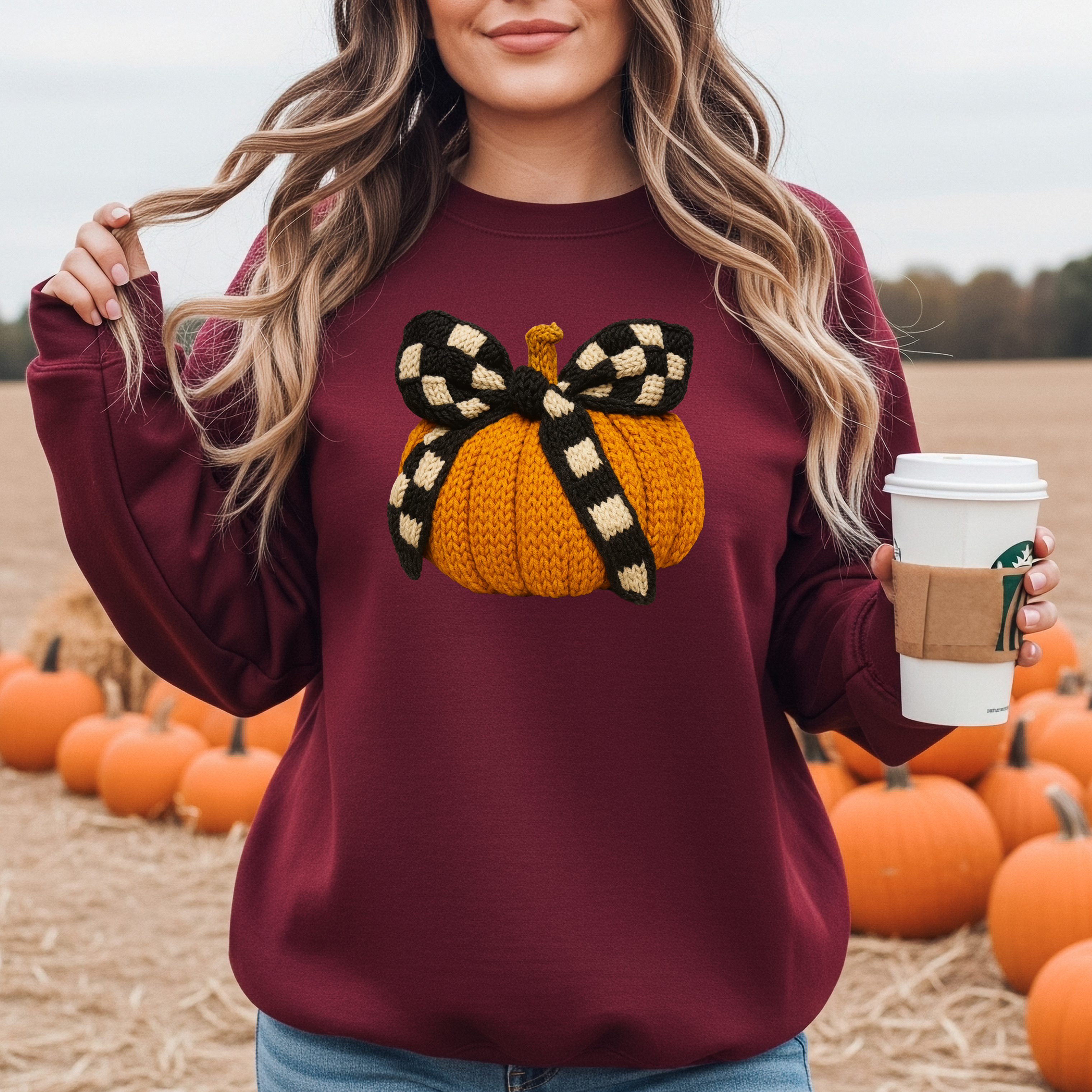Checker Bow Pumpkin T-shirt or Sweatshirt