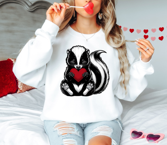 Skunk with Heart Gildan T-shirt or Sweatshirt