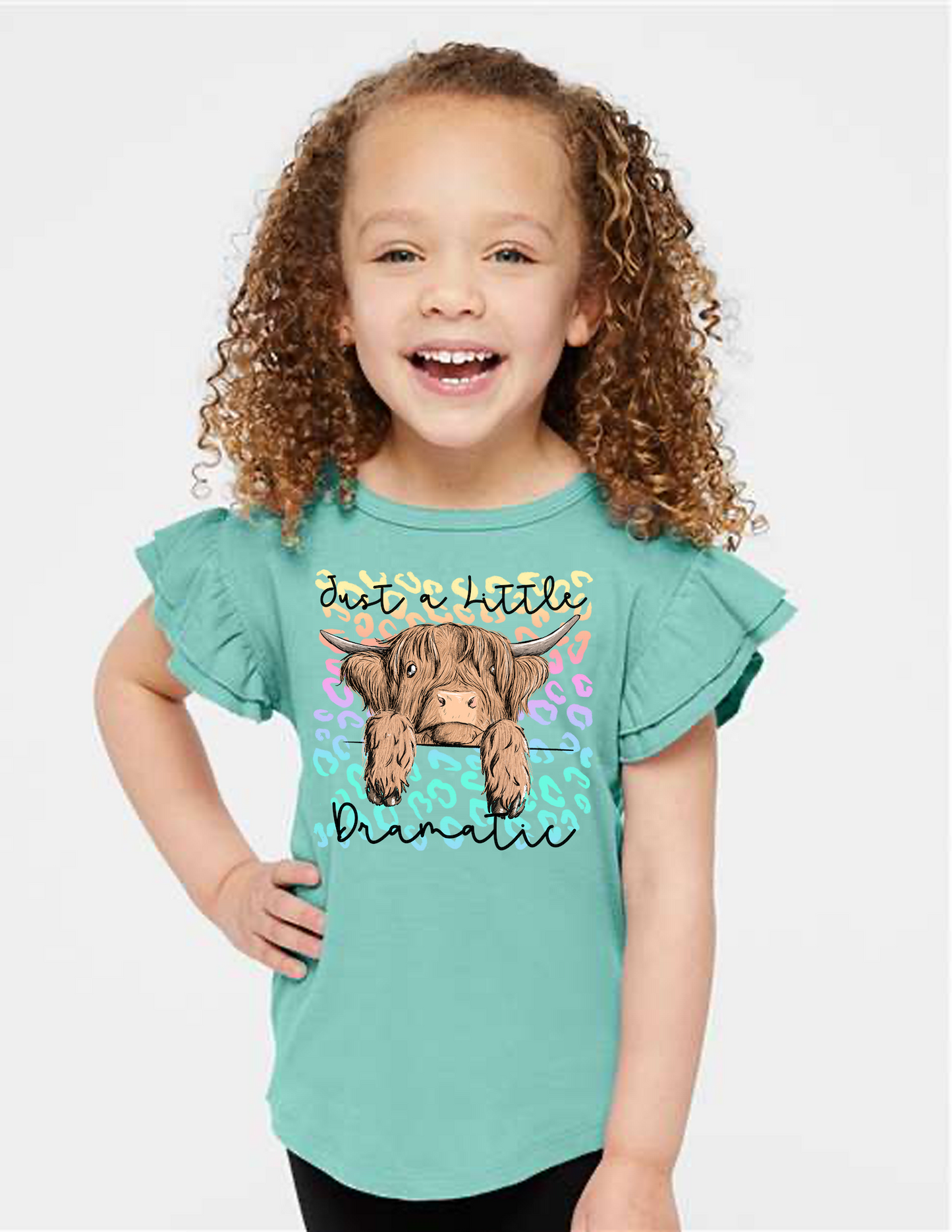 Just a Little Dramatic Highland Cow Sleeve Toddler T-Shirt