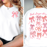 Valentine Coquette God Says I am Pink Bow Gildan T-shirt or Sweatshirt