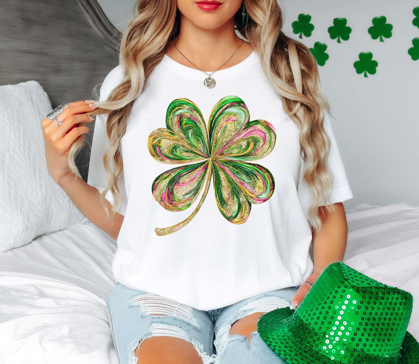 Shamrock Glitter Shamrock T-Shirt or Sweatshirt