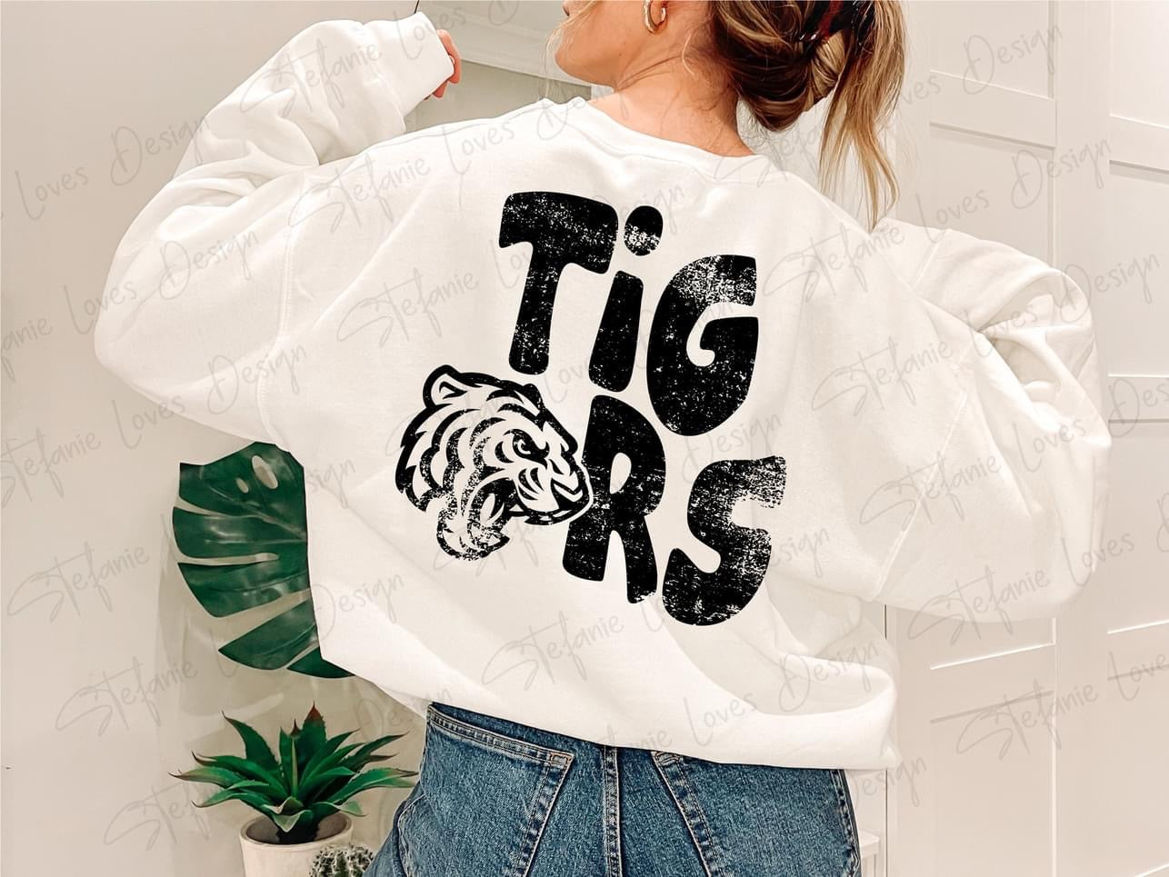 Distressed Tigers Stacked Grunge Gildan Softstyle Sweatshirt or T-shirt