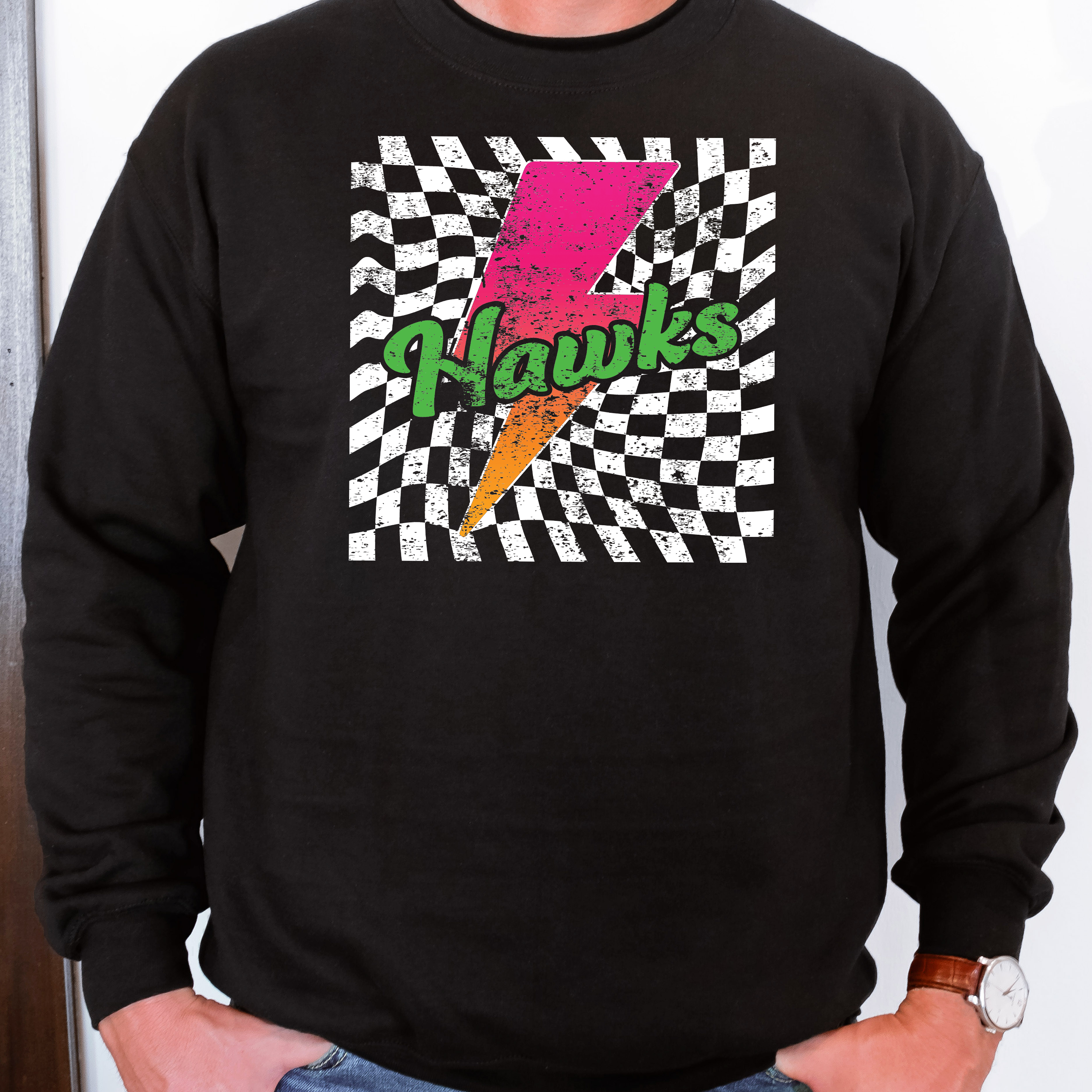 Heritage Trails Hawks Neon Bolt Adult Sweatshirt