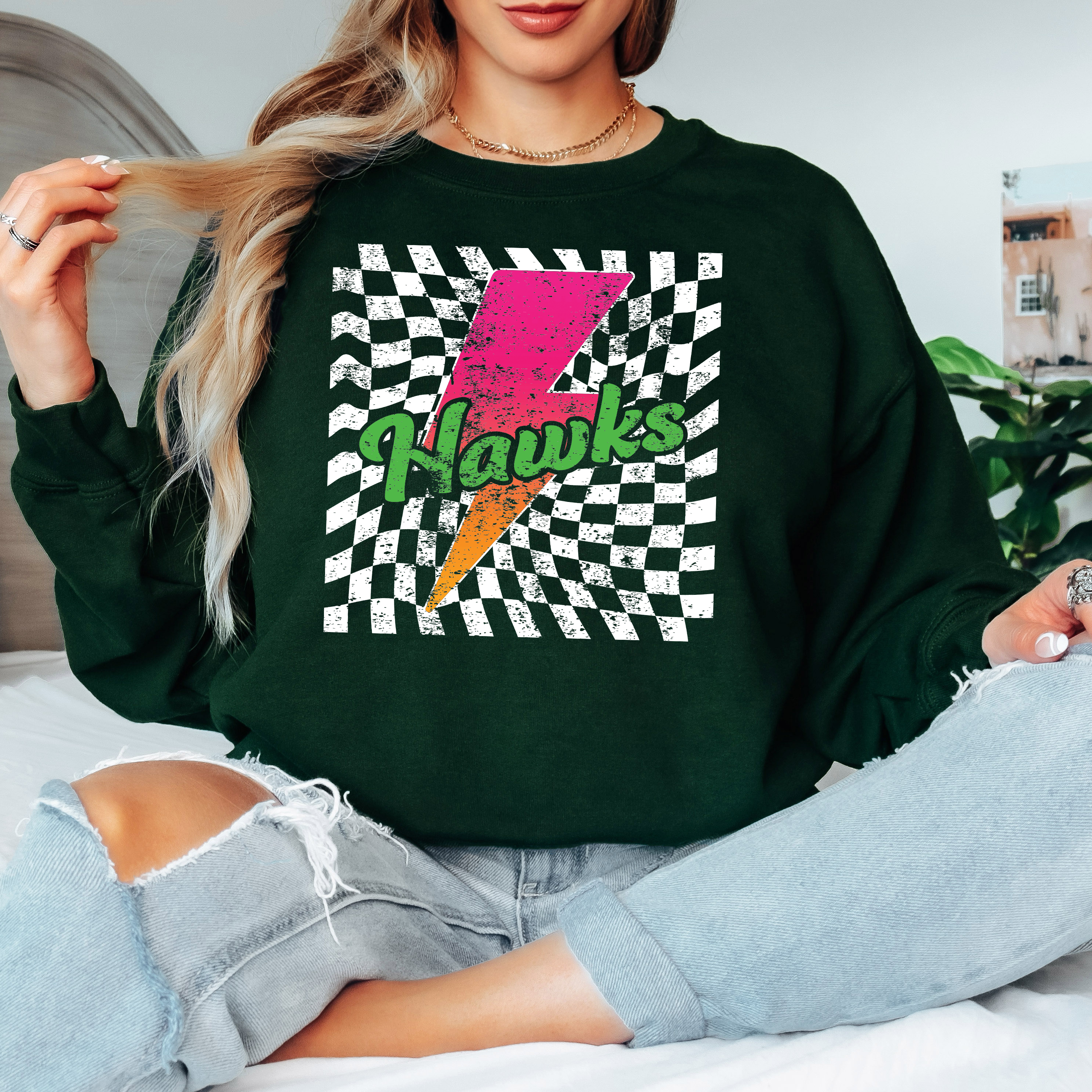 Heritage Trails Hawks Neon Bolt Adult Sweatshirt