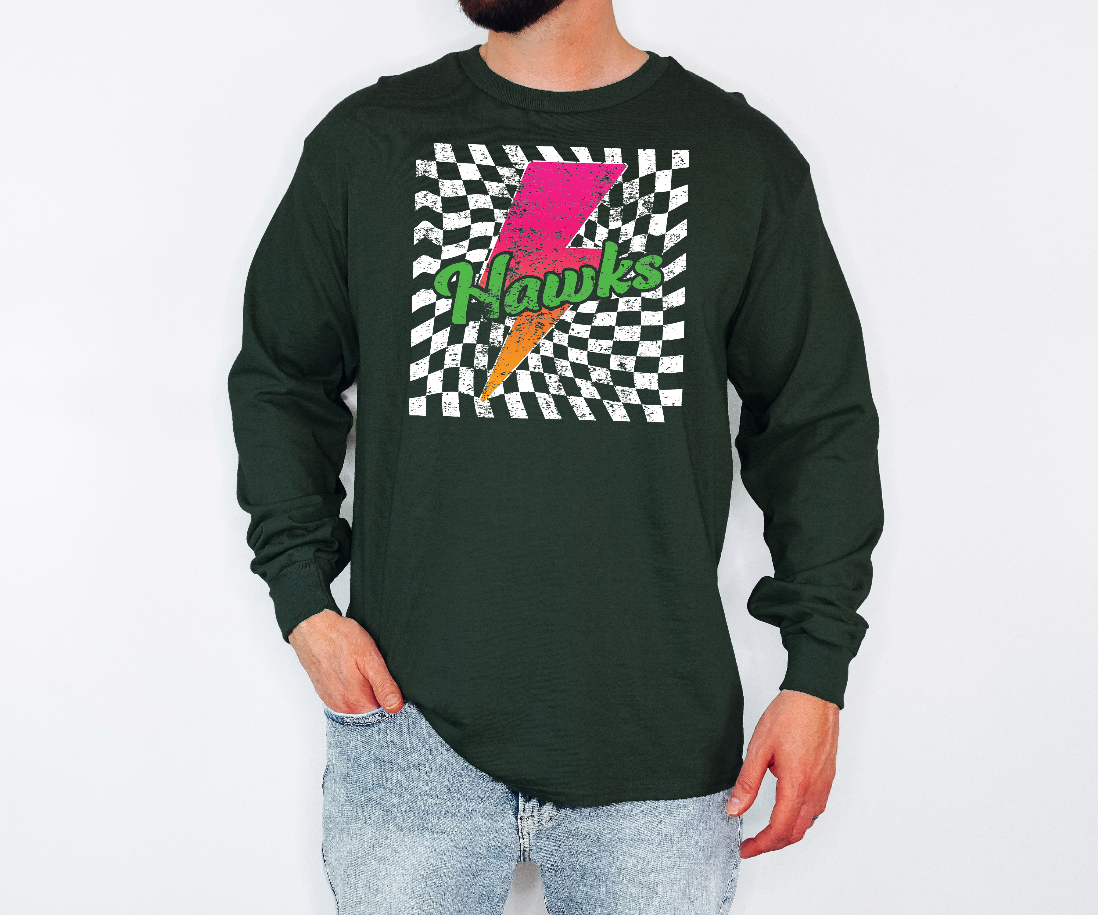 Heritage Trails Hawks Neon Bolt Adult Long Sleeve TShirt