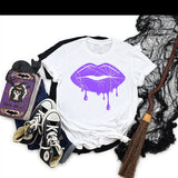 Halloween Lips Drip Metallic Purple Bella Canvas T-shirt