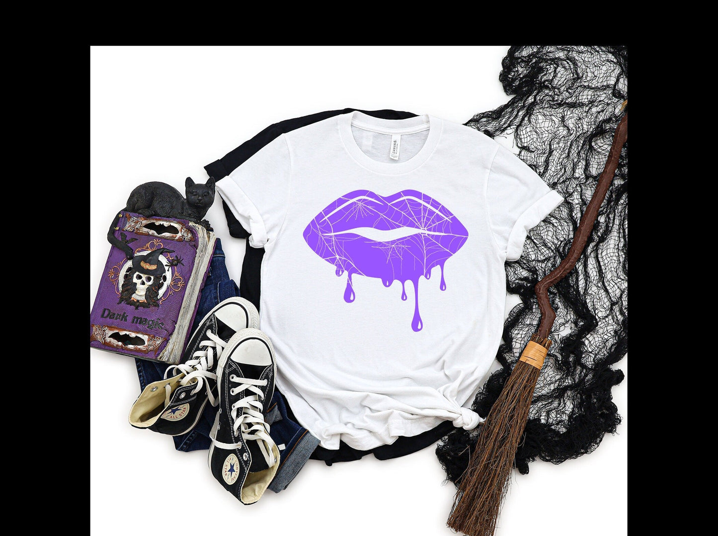 Halloween Lips Drip Metallic Purple Bella Canvas T-shirt