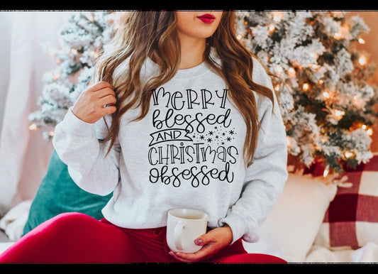 Merry Blessed and Christmas Obsessed  Heavy Blend Sweatshirt