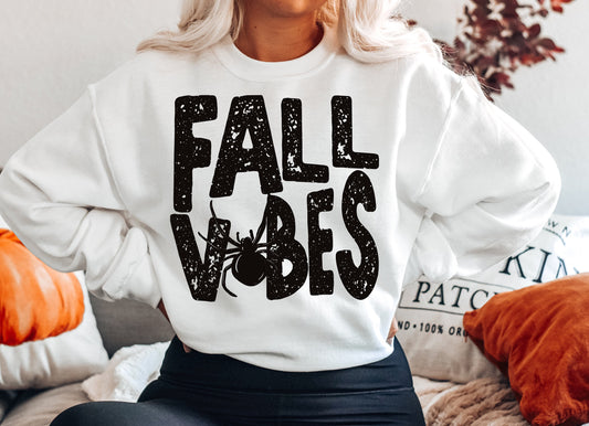 Fall Vibes Spider Distressed  Heavy Blend Sweatshirt