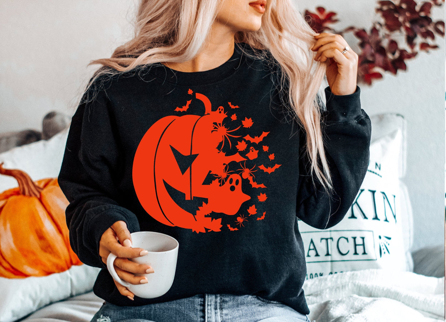Halloween Pumpkin Jack O Lantern Gildan Softstyle Sweatshirt