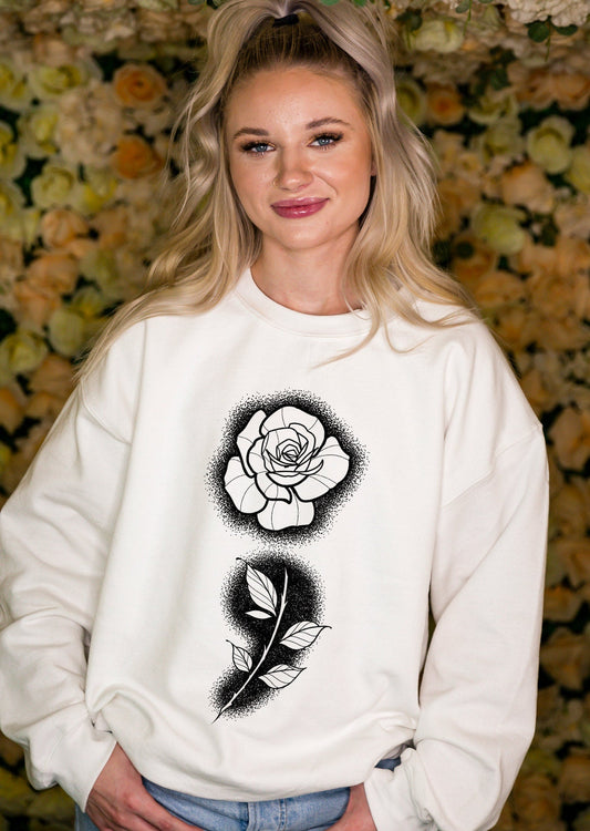 Semi Colon Rose You Matter Suicide Awareness  Heavy Cotton Sweatshirt