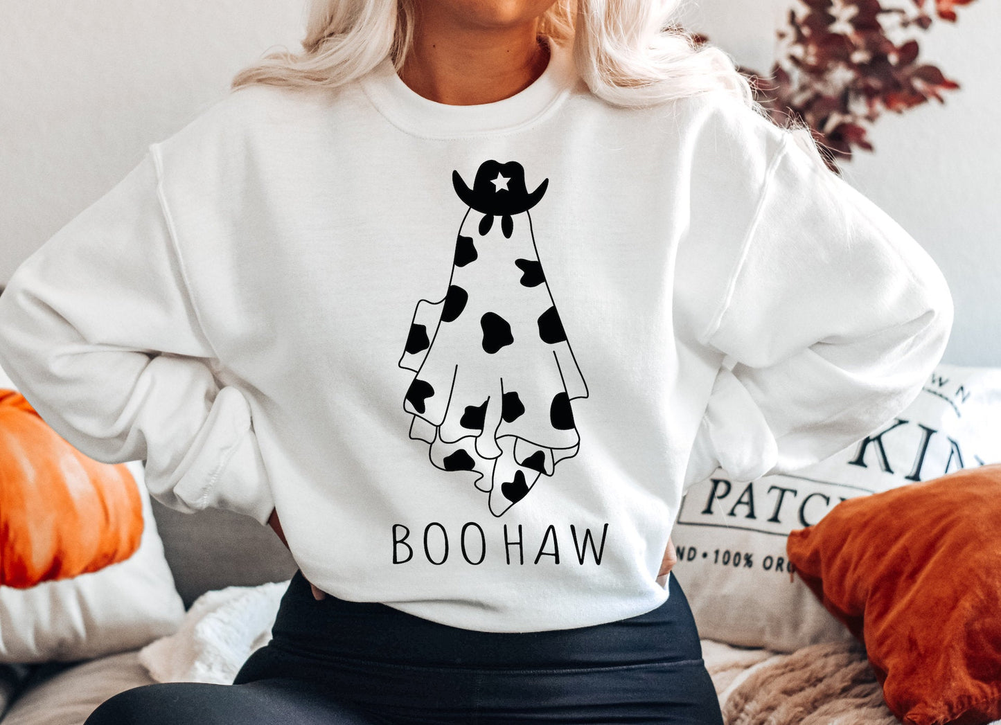 Boo Haw Cowboy Ghost Halloween Gildan Softstyle Sweatshirt